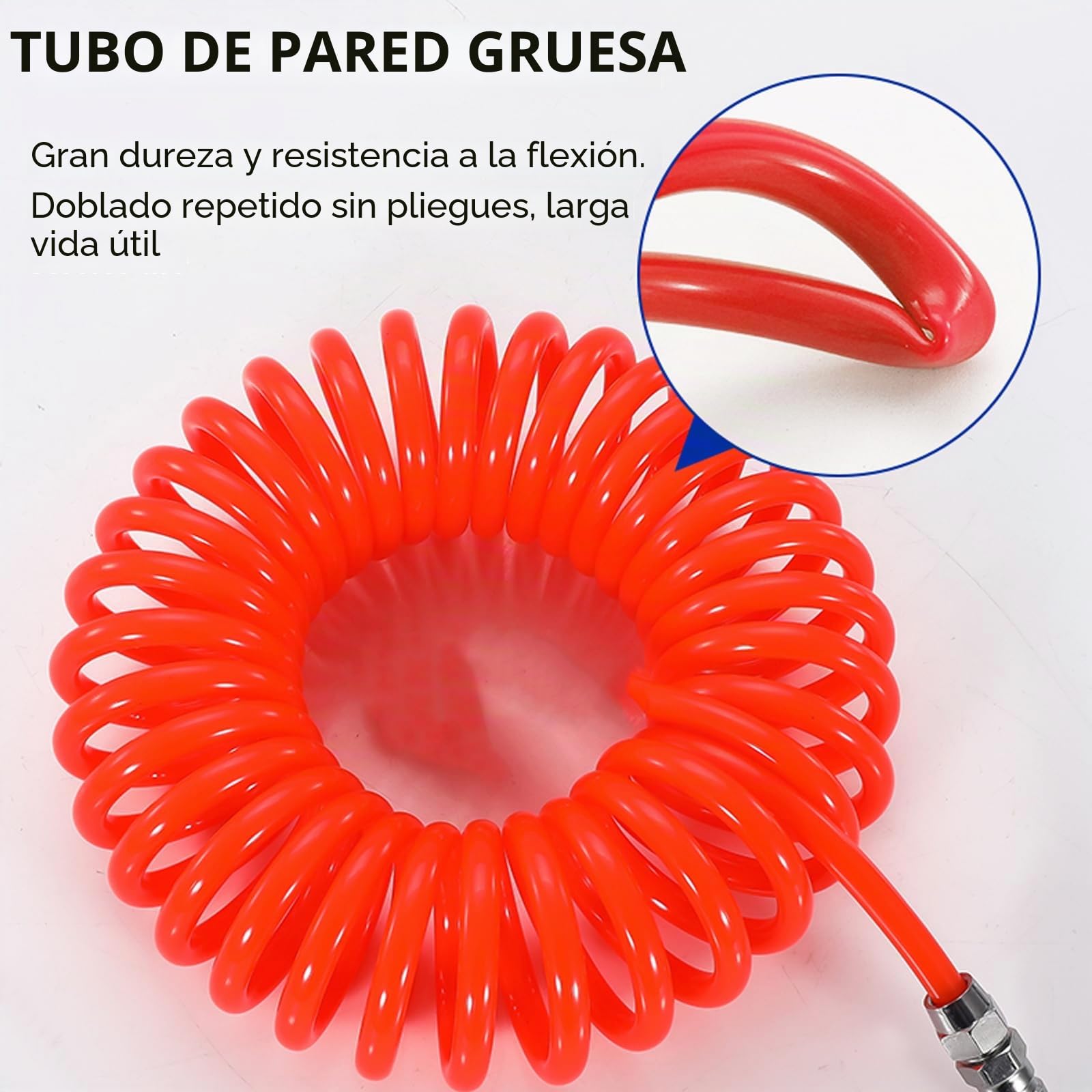 Manguera en Espiral, Manguera de Aire Comprimido 4 m Azul y Rojo M22 x 1,5 Espiral de Aire Comprimido para Camiones, Remolques y Agricultura