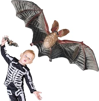 Bat Animal Toy Figurine, Solid Rubber Bat for Halloween Party, Realistic Mammal Animal Models, Solid Bat Animal Sculpture Ornaments, Toddler, Kids, Home Decoration Bami