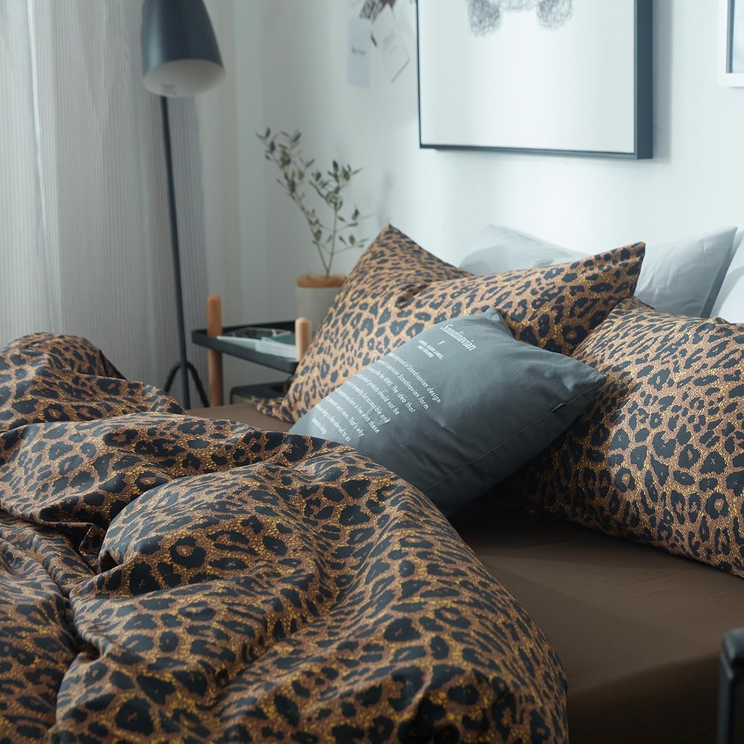 Lanqinglv Bettwäsche 155x220 Leoparden Braun Leo Bettwäsche aus Microfaser