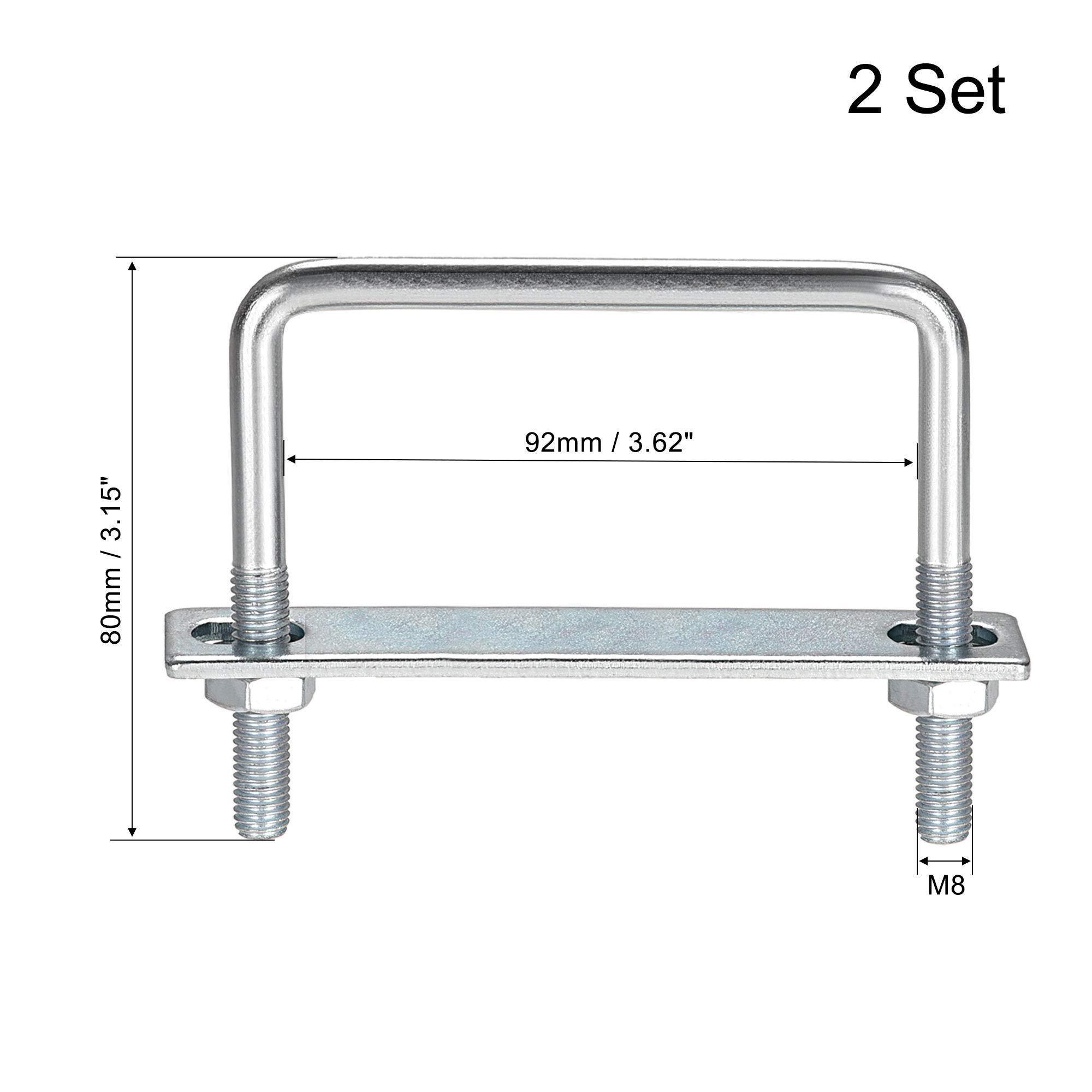 Uxcell Square U-Bolts 3-5/8"(92mm) Inner Width Carbon Steel