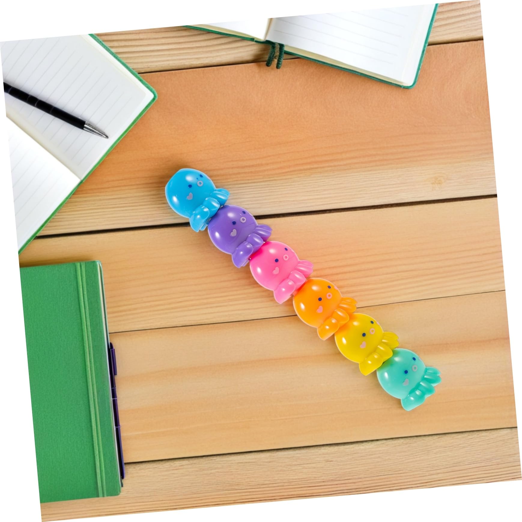 NUOBESTY 2 Set Evidenziatori Mini Impilabili Polpo Fluorescenti Colorati per Scrittura e Scolastico Ufficio e Casa