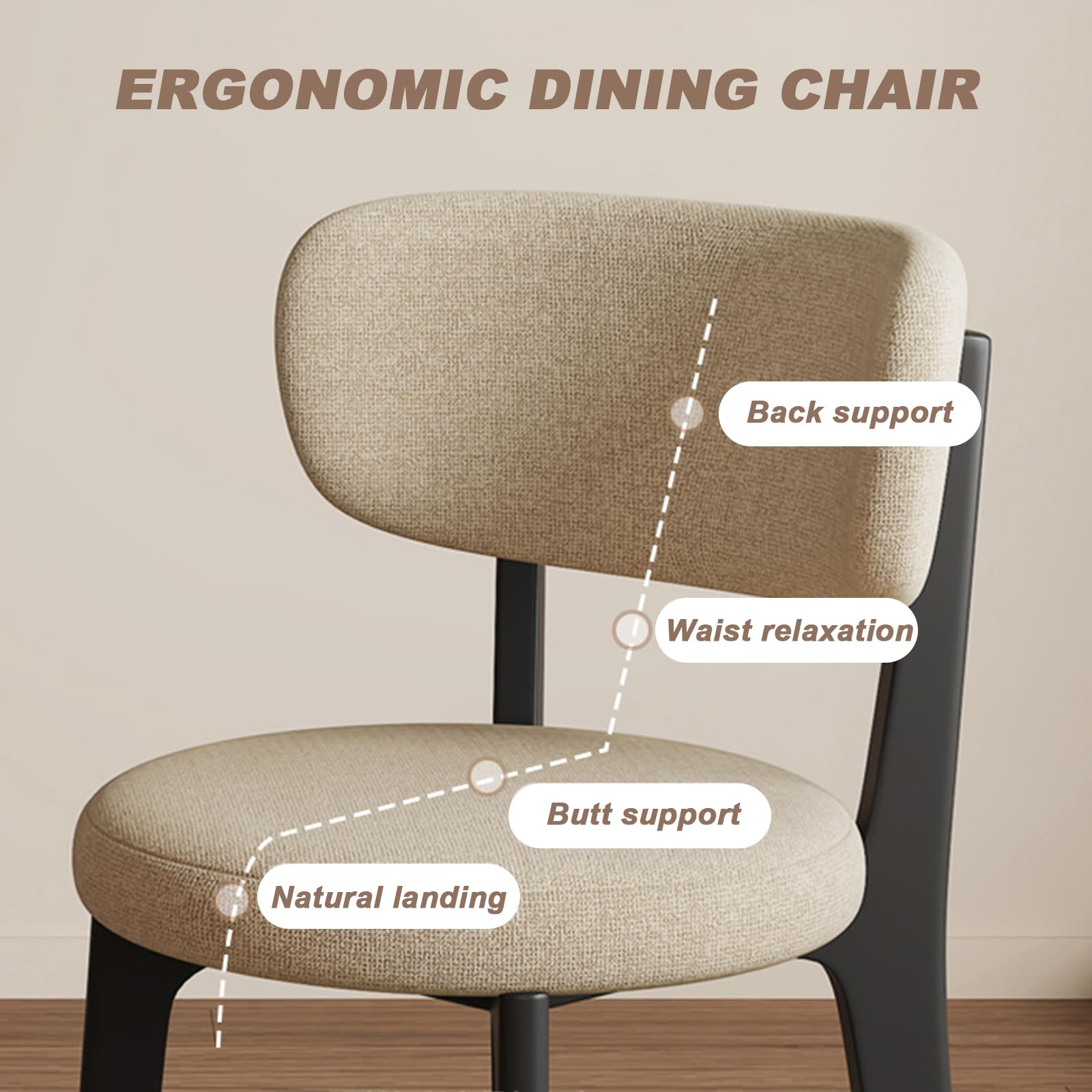 Set di 2 sedie da pranzo moderne, struttura in legno con classico cotone e lino, sfoderabili e lavabili, perfette per cucina e ristorante, nero e grigio scuro