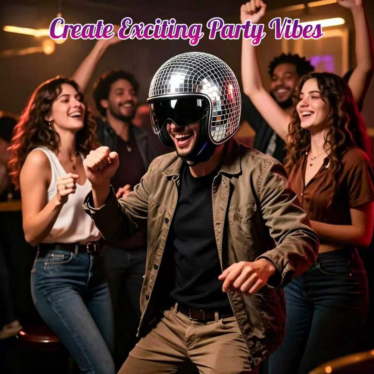 Sombrero de Discoteca Retráctil con Techo de Cristal, Bola de Espejo para Mujer y Hombre, DJ, Fiesta, Boda, Escenario, Bar, Decoración de Fiesta