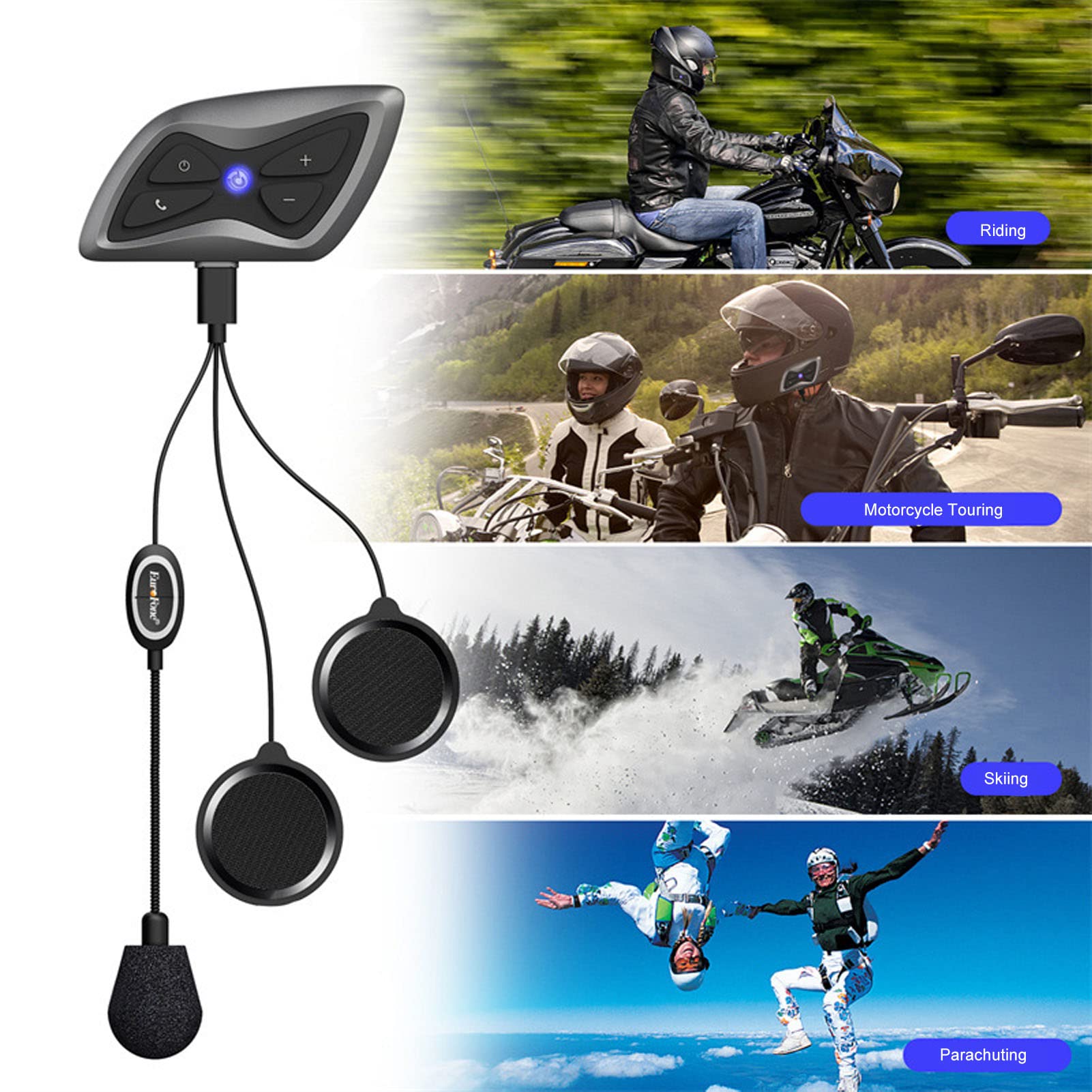 Casque Bluetooth Moto, IP65 Étanche 30 Heures