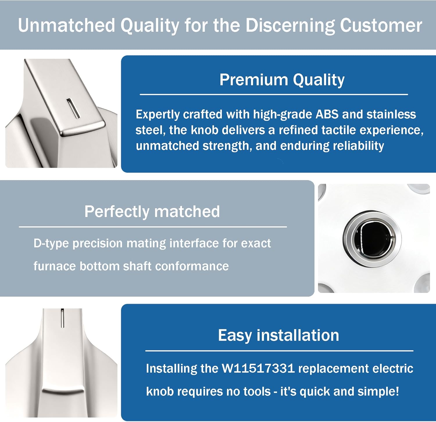 W11517331 Electric Range Knobs Replacement for Whirl Pool Range Oven Gas Stove Knob WEC310S0LS1, WEE515S0LZ1, Replace W10850027 W11117415 W11458840 AP7002931 PS16543518 EAP16543518（4 Pack）