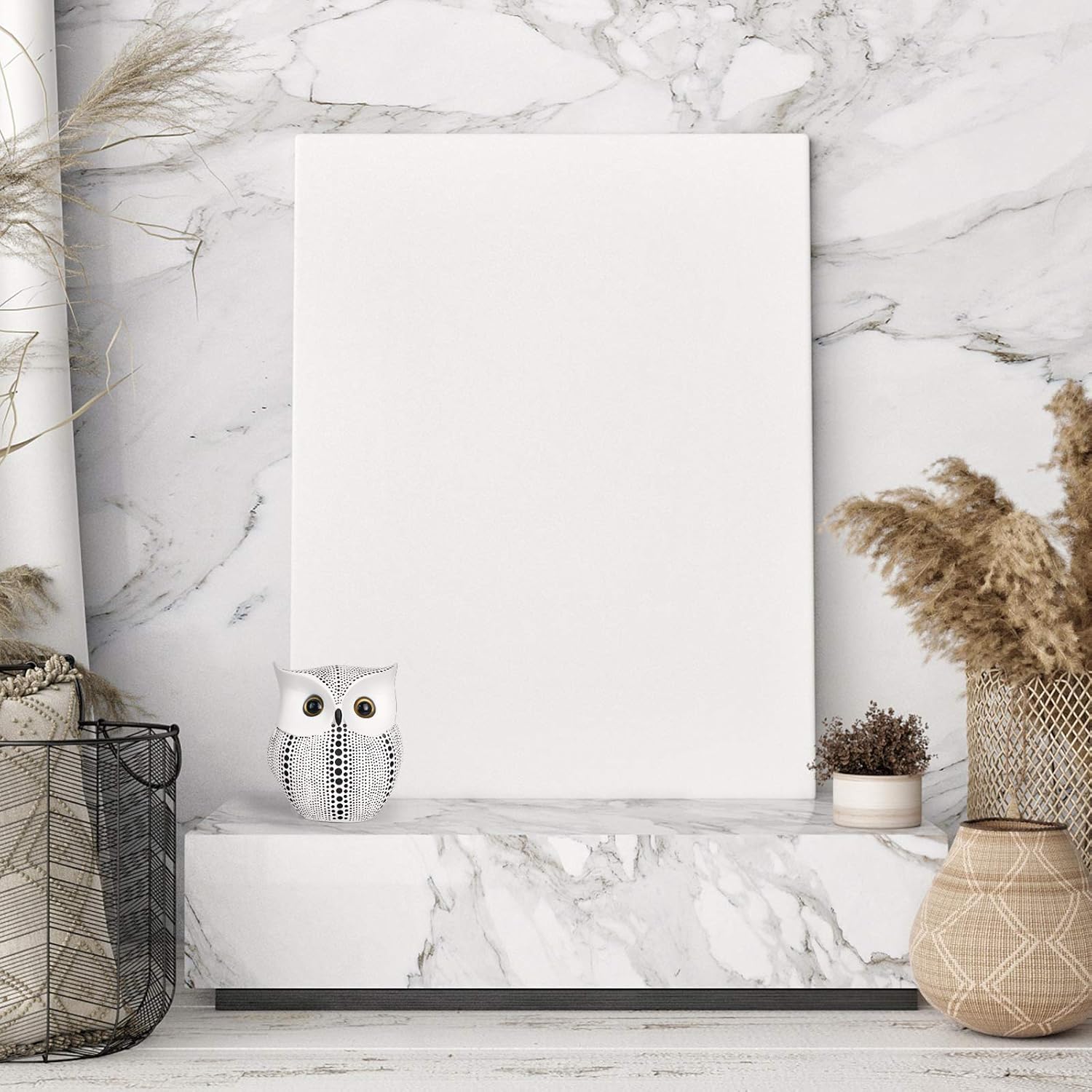 Vilike Owl Decor Statue, Cute Buho Figurines for Crafted Home Decor Accents, Book Shelf Living Room Bedroom Decorations, TV Stand Decor - Animal Sculptures Collection Gifts for Birds Lovers (White): Kitchen & Dining