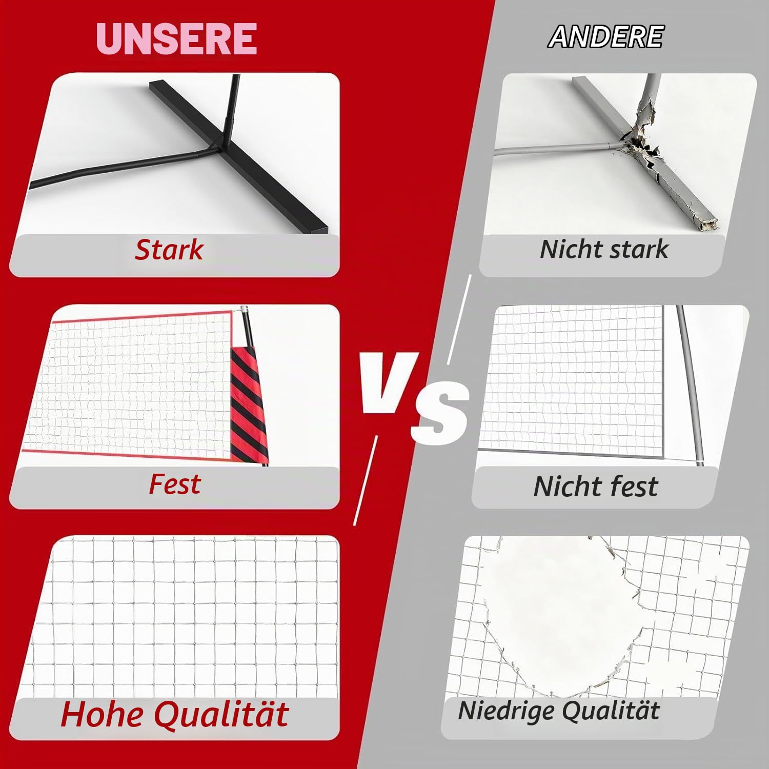 Volleyballnetz 305x93x217cm höhenverstellbar drinnen draußen