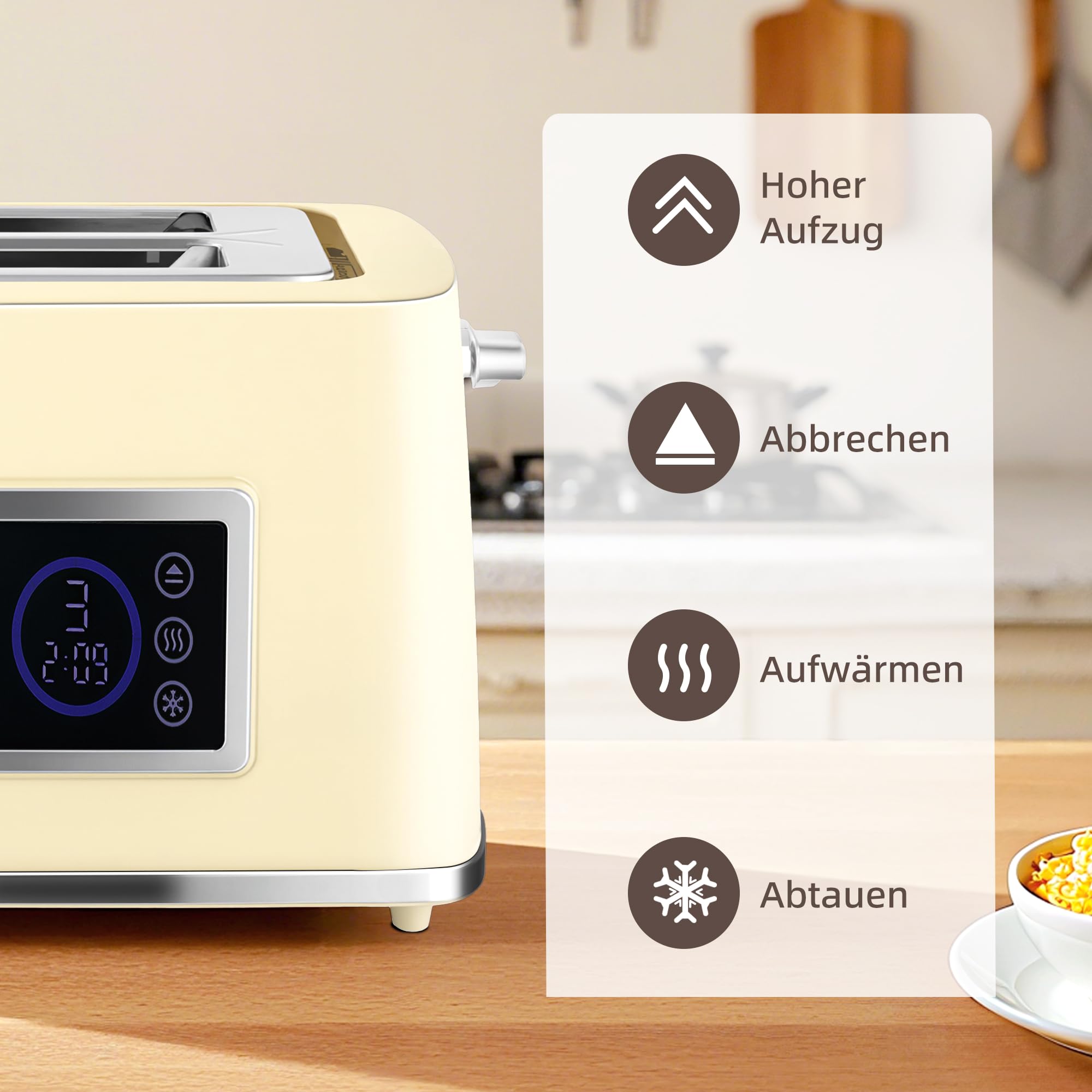 HOMCOM Wasserkocher Toaster Set 1,7L Edelstahl 2200W mit Memory-Funktion 55-90°C Warmhaltefunktion 2 Scheiben Toaster 6 Bräunungsstufen Creme