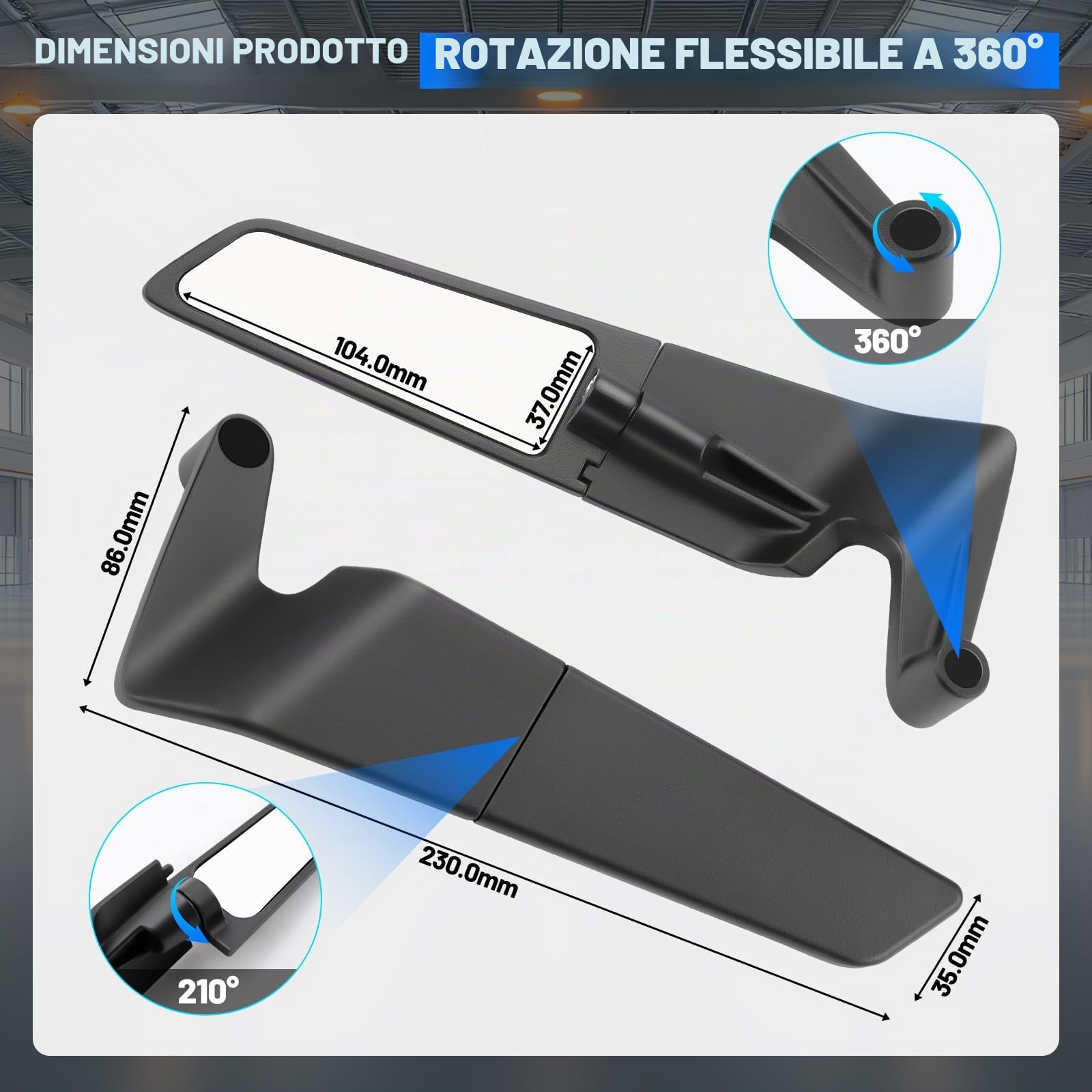 M8 M10 Specchietti Retrovisori per Moto Set Universale Specchietto Laterale Specchietto per Moto 360°Ruotabile Specchietto Retrovisore Moto Ultra Grandangolare