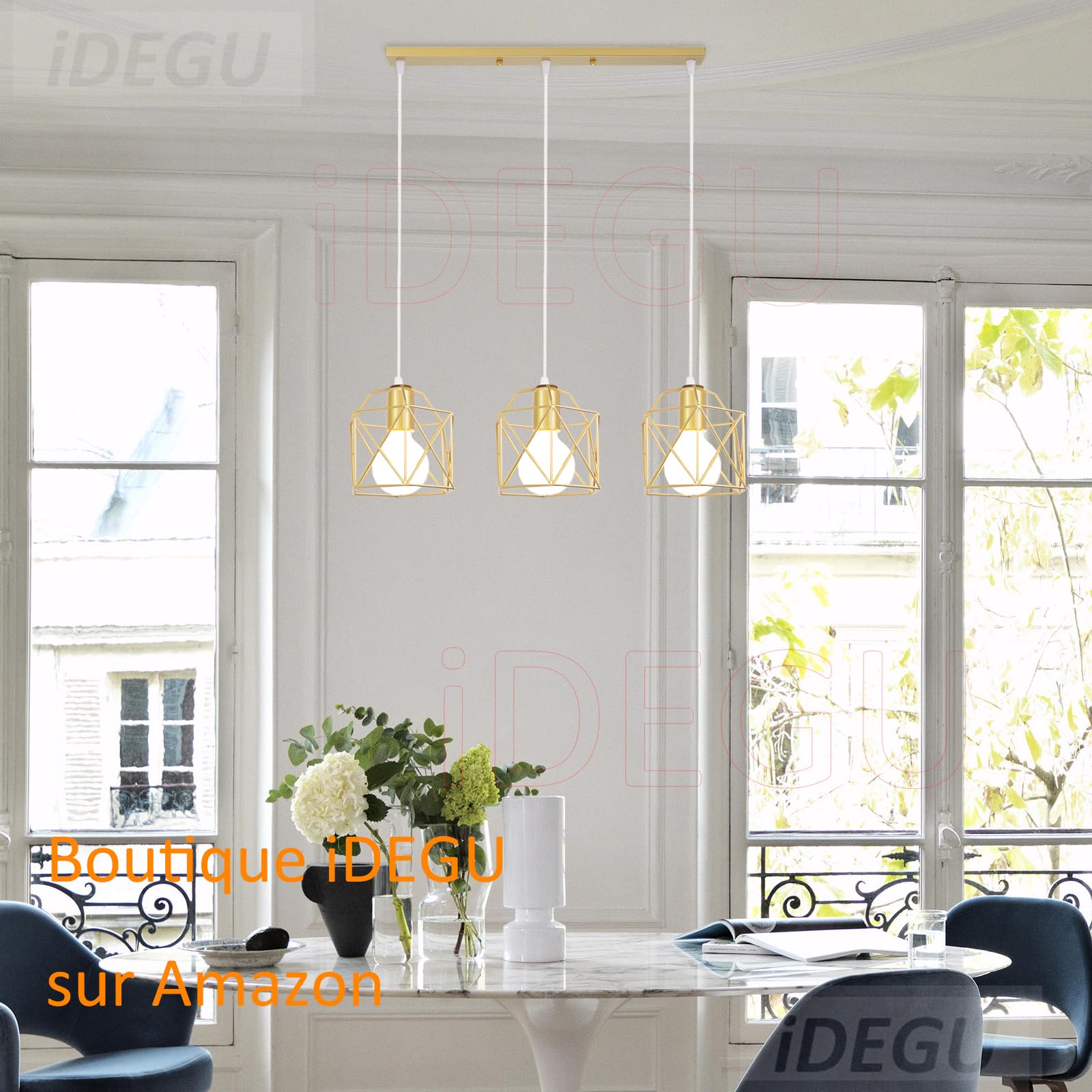 IDEGU Retro Pendelleuchte – Sechseckiger Käfig-Design, E27, 15 Cm, Schwarz Für Industrie-Look