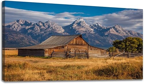 Miniatura 13 de 30"x 60" Canvas Wall Art Rustic Mountain Farmhouse Vintage Wyoming Grand Teton Framed Pictures Painting Print Large Wall Art for Living Room Bedroom