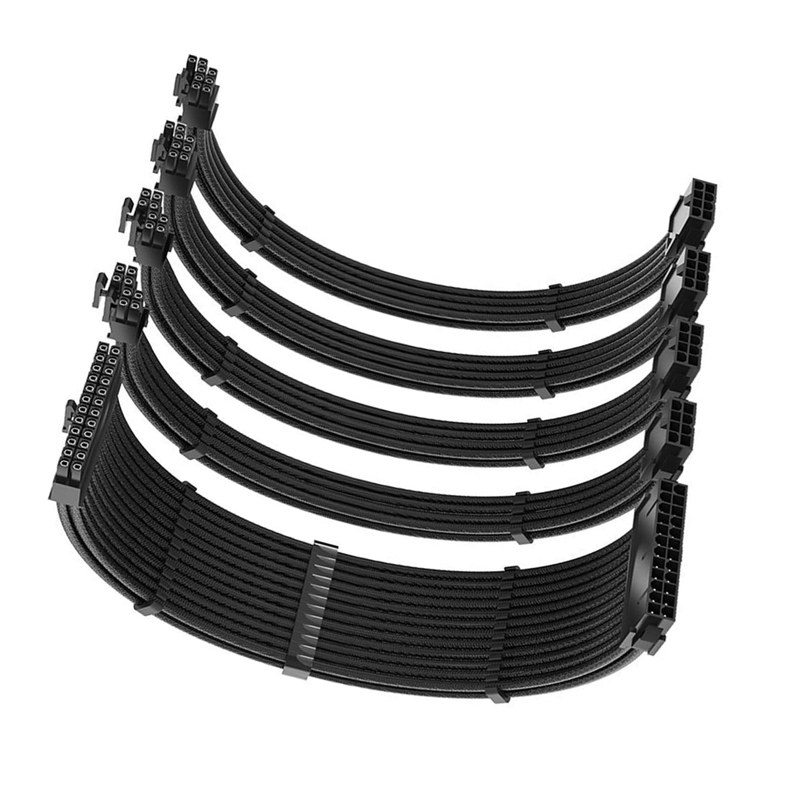 Cavo di alimentazione con manicotto per PC, set di cavi di prolunga da 35 cm, 24 pin, GPU, PCIE, 6+2 pin, 8 pin, CPU 4 + 4 pin, 18 AWG, cavo di alimentazione in nylon intrecciato
