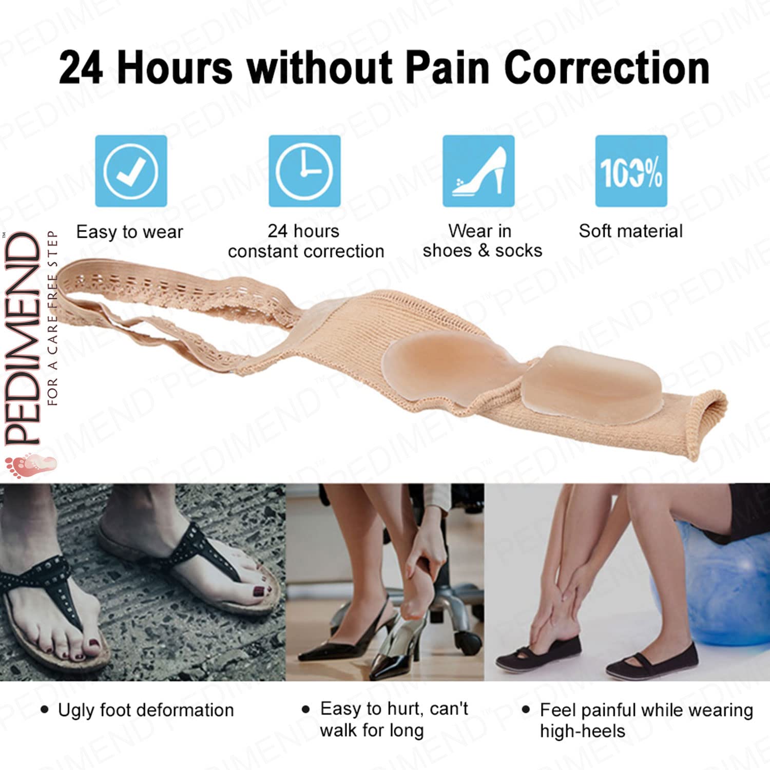 Pedimendtm 2 pezzi da piede tutore per alluce valgo correttore aiuto | Big Toe Protector Straightener Splint | per alluce valgo Hammer toe sollievo dal dolore trattamento