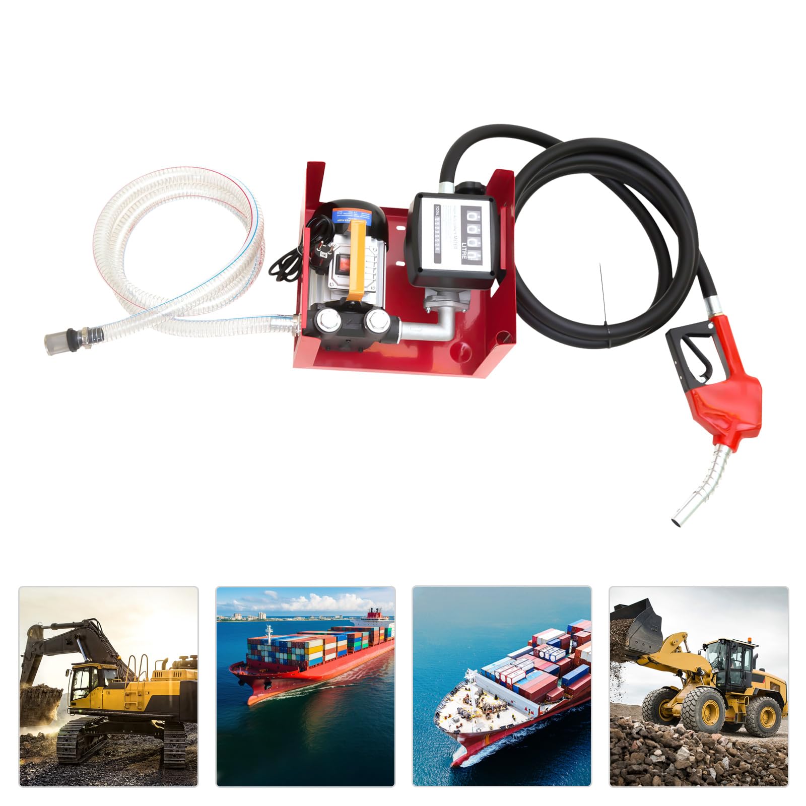 Pompa diesel autoadescante da 550 W, 60 l/min, 220 V, pompa olio professionale con misuratore di flusso, pistola di erogazione e tubo per officina, agricoltura