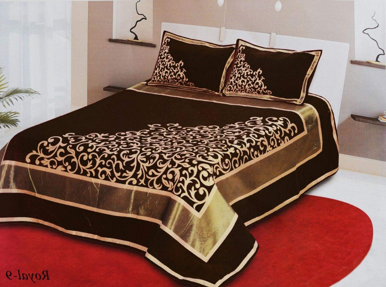 Fresh From Loom Chenille Velvet Abstract 500 TC Heavy Bedsheet for Double Bed King Size - 90 x 100 inch Coffee Color with 2 Pillow Covers (B01N813OQ9) Amazon Price History, Amazon Price Tracker