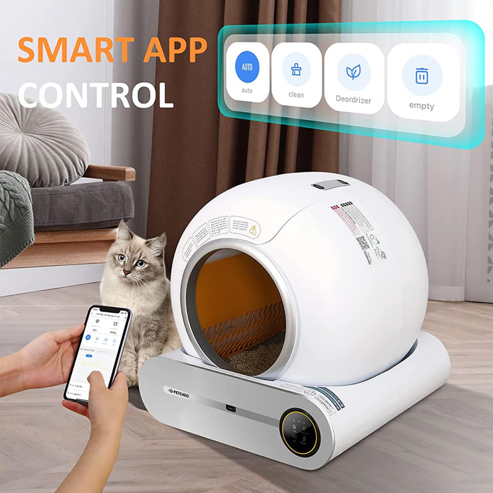 Amazon | スマート猫 トイレ, 65L超大内部空間 大容量ゴミコンテナ