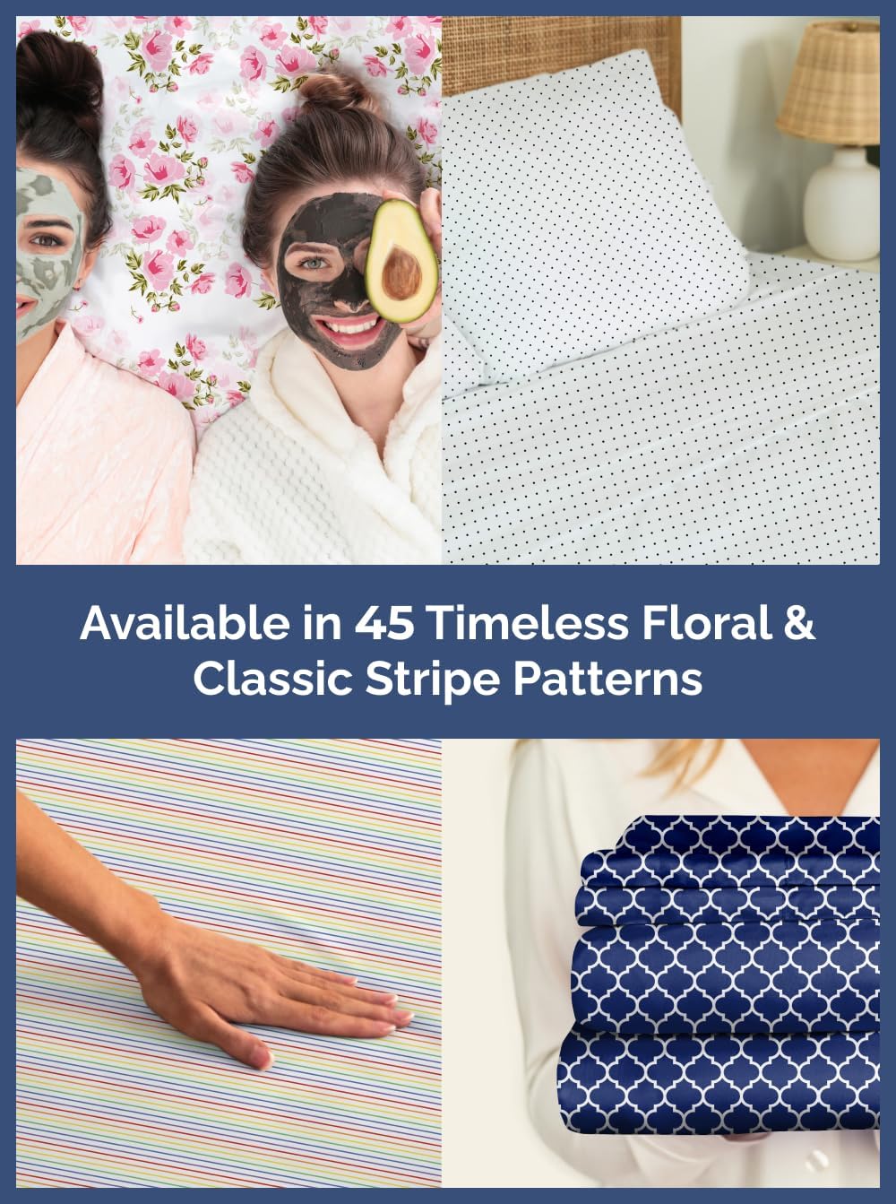 Floral Sheets - Flower Print Bed Sheet Set - 1 Flat, 1 Fitted & 2 Pillowcases w/ Deep Pockets - Comfy, Cozy, Wrinkle & Fade Free - Boho Botanical Bedding - Soft, Breathable & Cooling - King Size Set - Image 8