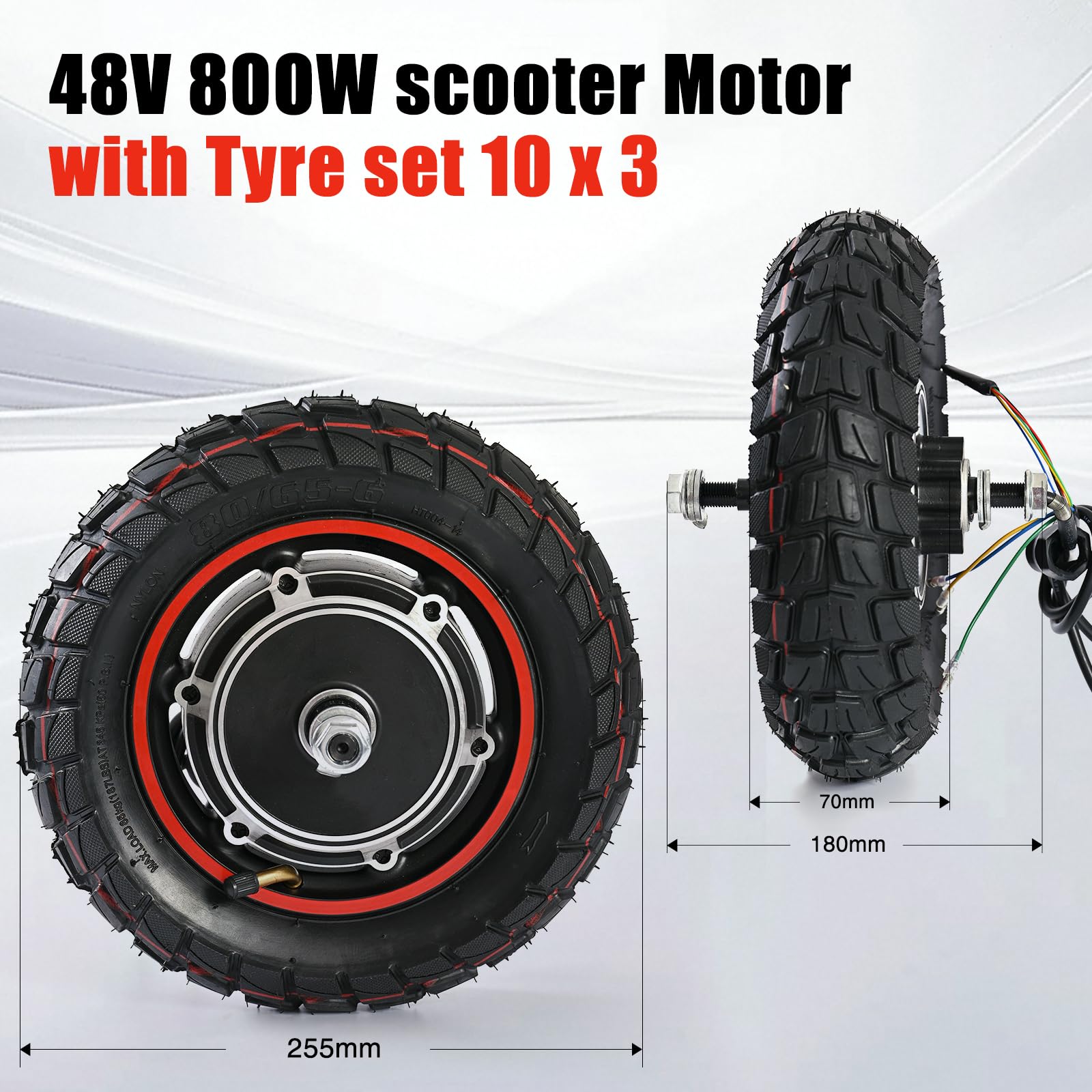 Motore per scooter elettrico Yungeln con pneumatici 80/65-6, motore 48V 800W compatibile con monopattini elettrici Kugoo M4 e M4 Pro
