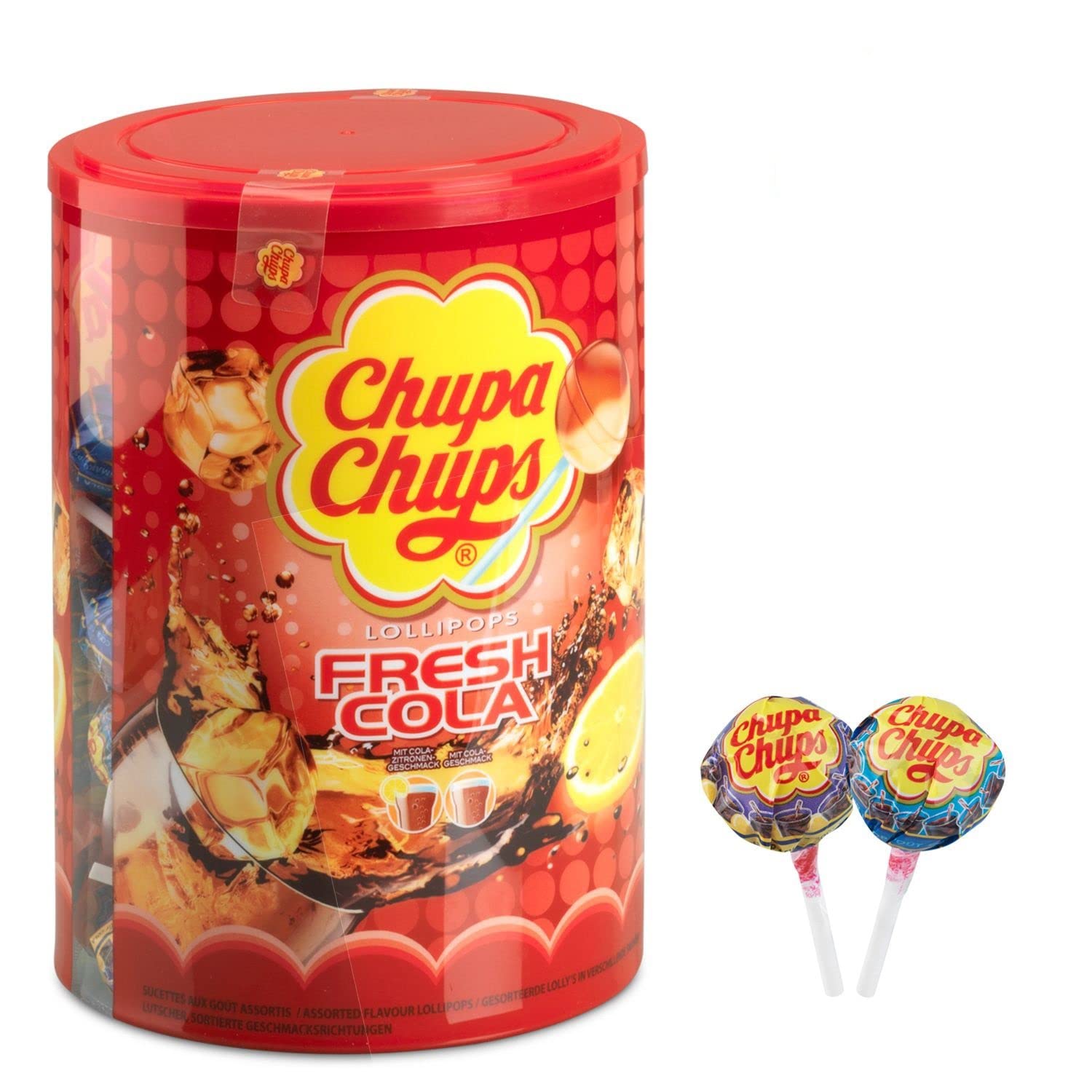 Sucette Chupa Chups | Lollie Cola | Chupa Chups Sucette | 100 Pack | 1200 Gram Total
