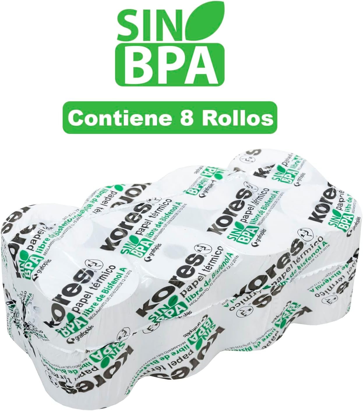 Kores | 8 Rolls of Thermal Paper | 80 x 60 x 12 mm | 41.5 Metres Length | BPA Free | Perfect for Cash Registers, POS, Cashiers, Calculators, Dataphonos