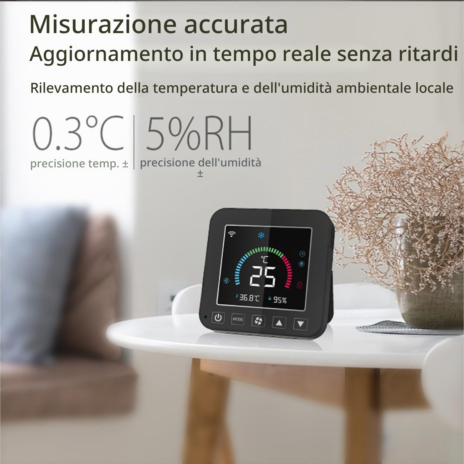 Smart termostato per condizionatore d'aria: termostato WiFi per casa, termostato programmabile con sensore di temperatura e umidità, controllo IR intelligente per AC portatile, AC da finestra e pompe