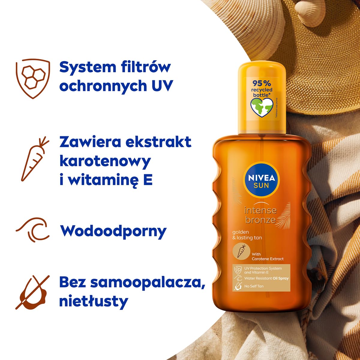 NIVEA SUN Intense Bronze Carotene Oil SPF 6, 200 ml, White, 200 ml (Pack of 1) - Image 3