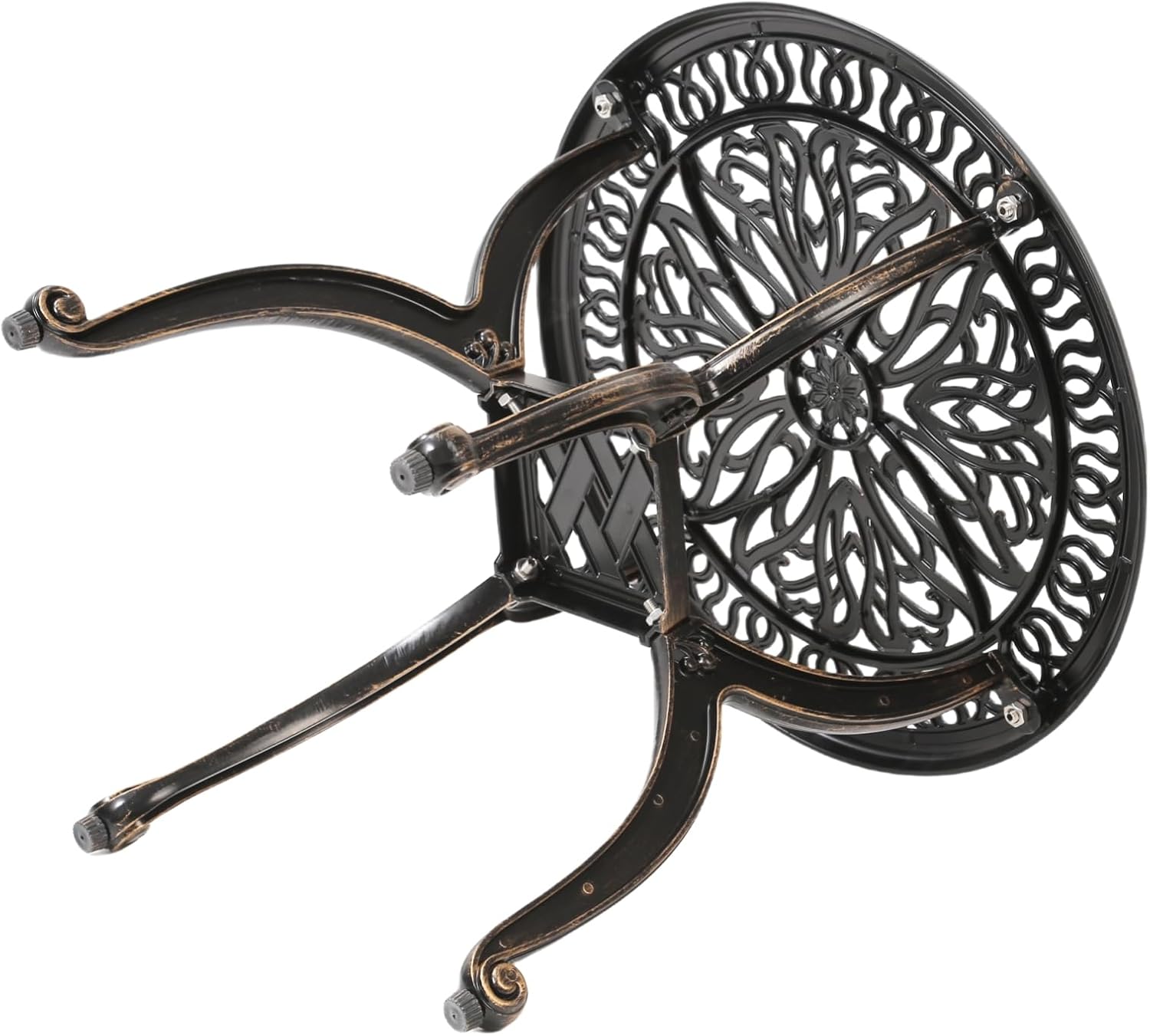 KAILI Outdoor Cast Aluminum Side Table Patio Side Table Backyard, Pool, Indoor, Easy Maintenance and Weather Resistant Coffee Table Porch Table Bistro Table (18.5round-Bronzed)