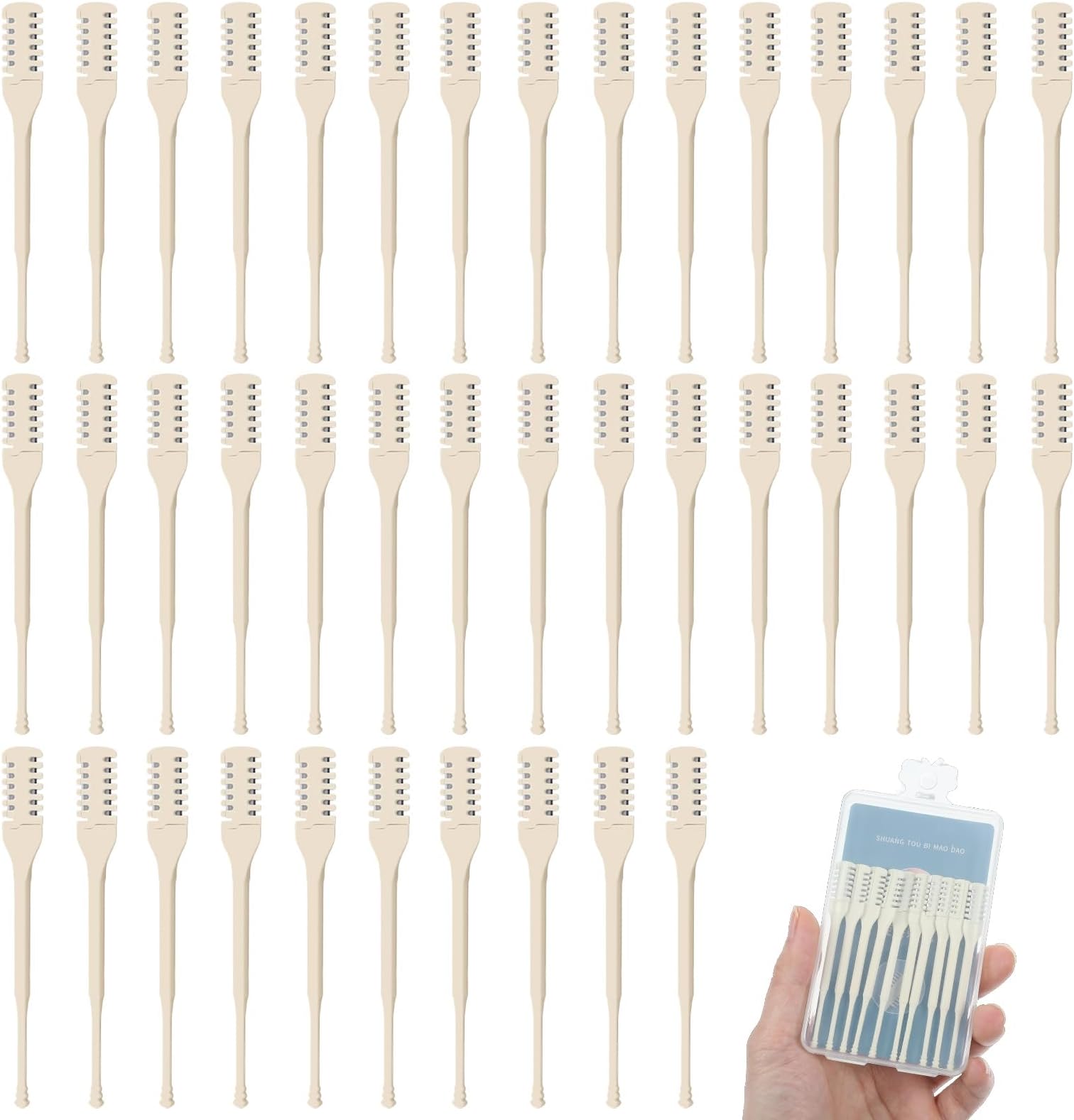 40 Pcs Manual Nose Hair Trimmer - Rotating Nasal Hair Razor Cutter with Storage Box for Women and Men Double Sided Nose Hairs Cleaner Portable Nostril Remover Tools