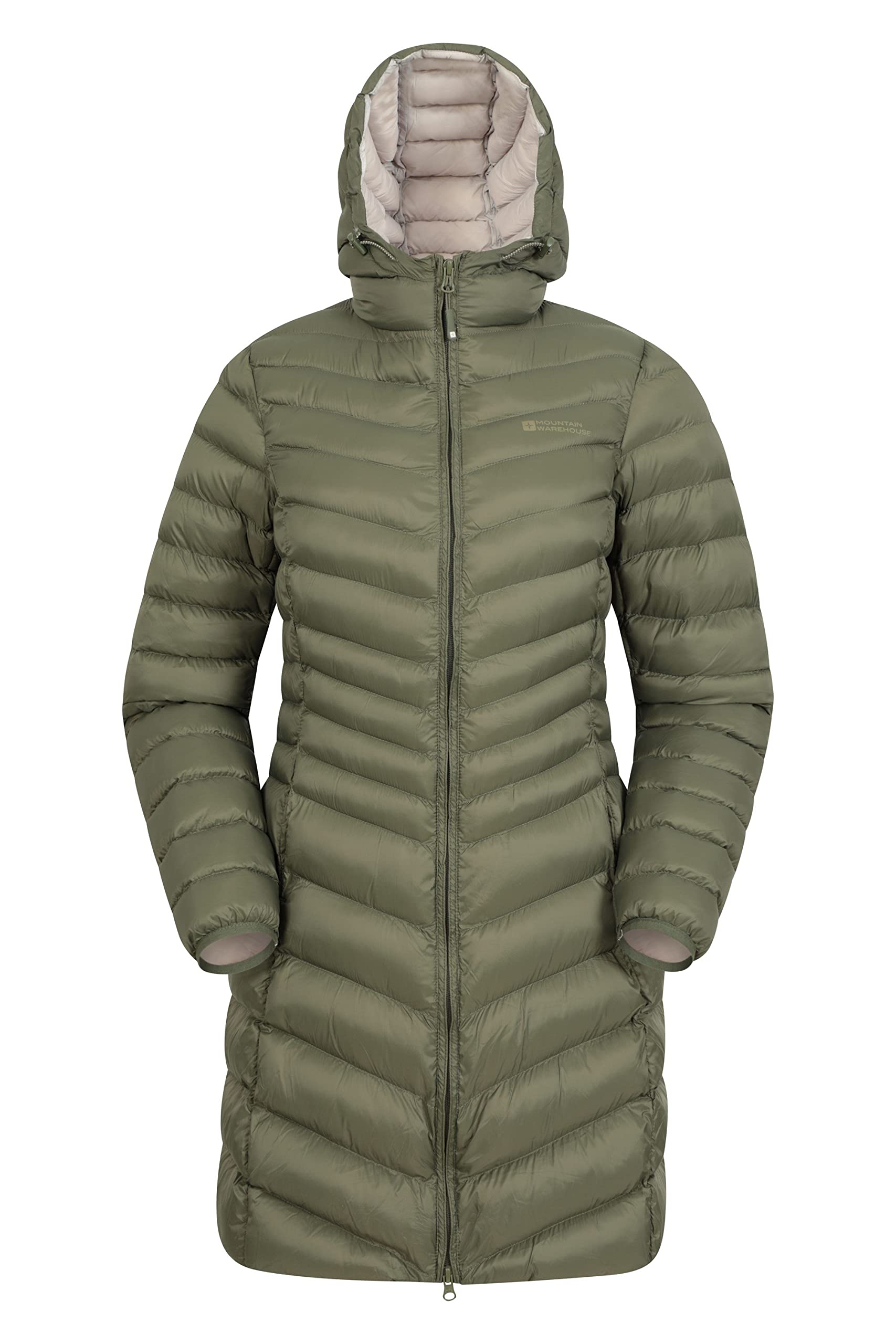 Mountain WarehouseFlorence Extra Long Padded Winter Jacket - Lightweight, Water Resistant, Zipped Pockets, Easy to Packaway - Perfect for Cold & Wet Weather