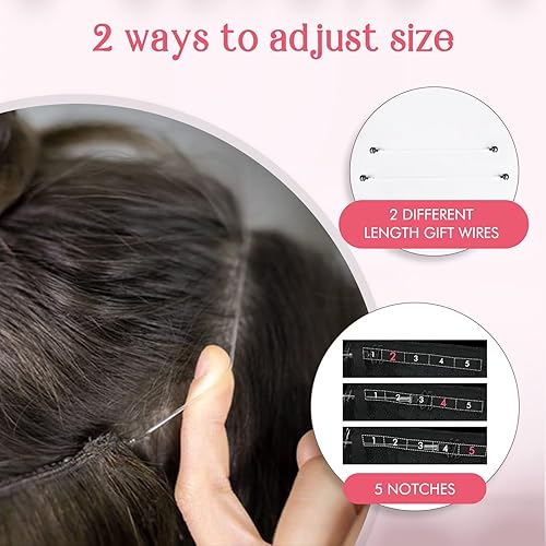 Miniatura 6 de HOOJIH Extensiones de cabello con halo de 3 maneras ajustables tamaño de la cabeza rizadas onduladas de 20 pulgadas 494onzas extensiones invisibles