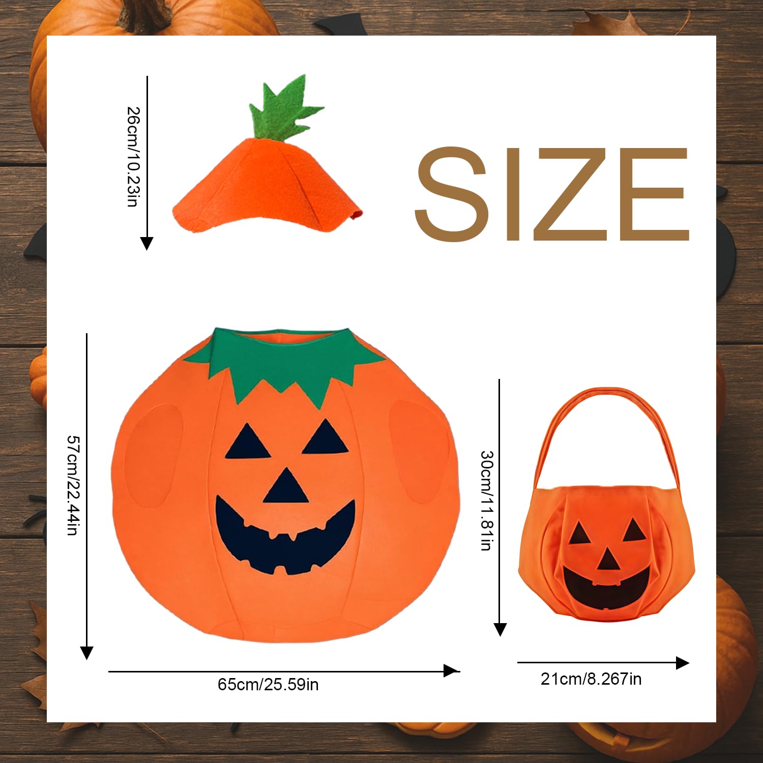 ALLY-MAGIC Halloween Pumpkin Costume Kids,Fancy Dress Kids Cosplay Party Costume Clothes Hilarious Dress Up Play Costumes with Hat and Hand Bag for Halloween Cosplay Events Y5WSNGETZ - Image 2