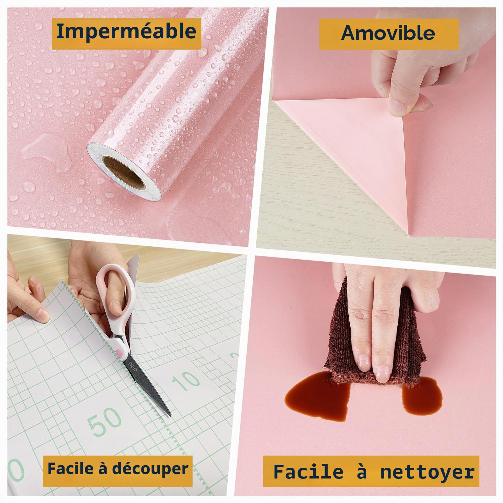 Papier Peint Rose Brillant Papier Adhesif Pour Meuble Cuisine Revêtement Plan De Travail Adhésif Papier Peint Autocollant Rose Film Autocollant Meuble Vinyle Papier Adhésif Cuisine 60 x 300cm