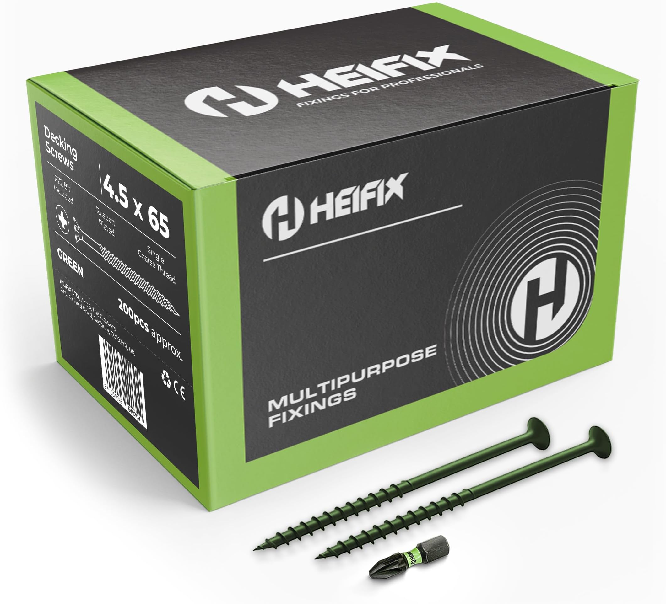 Decking Screws Pozi Countersunk - FREE Screw Bit Included (QTY 200, 4.5 x 65mm)