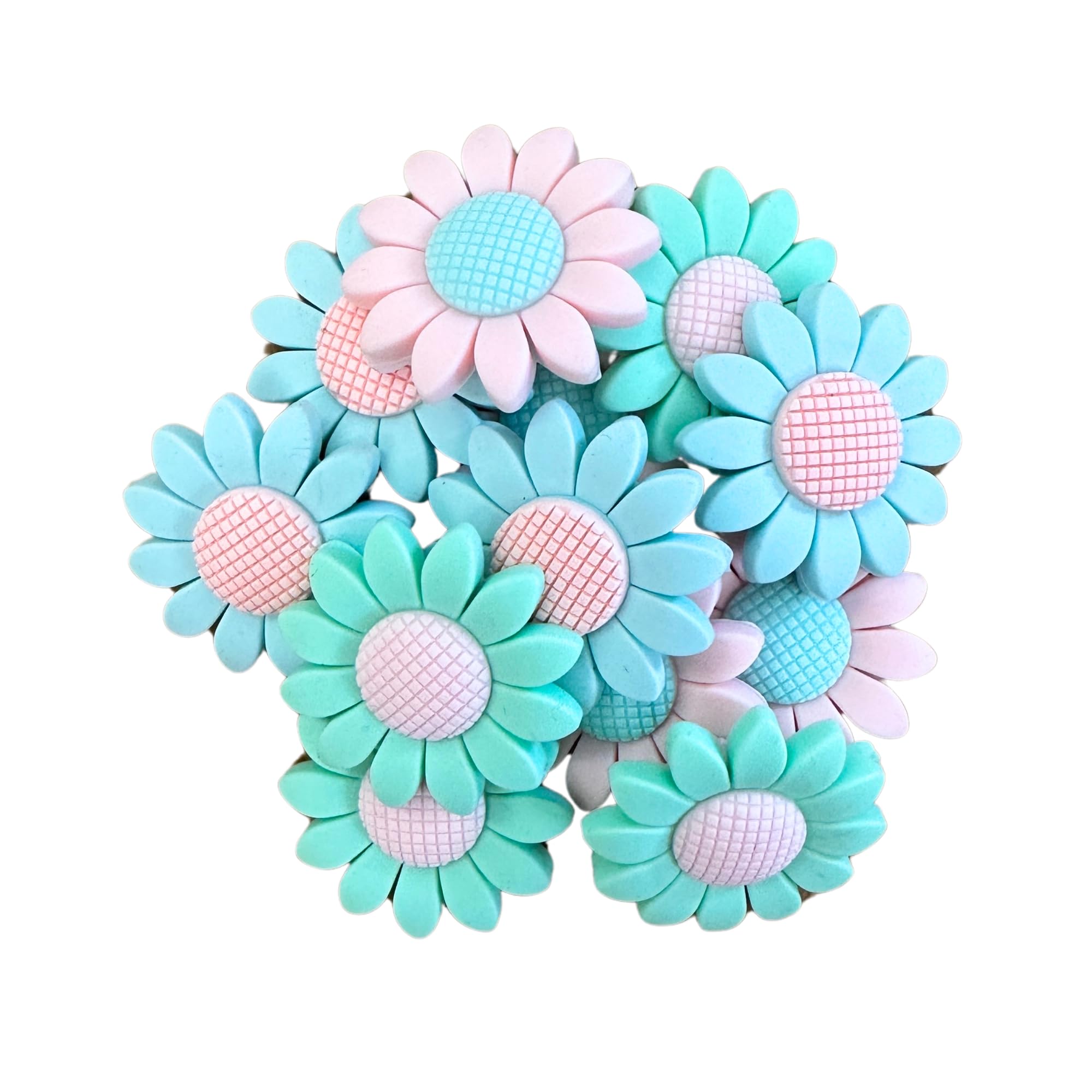 Cuentas focales de silicona de margarita pastel, kit Lashicorn para llaveros de Pascua, 12 uds 7