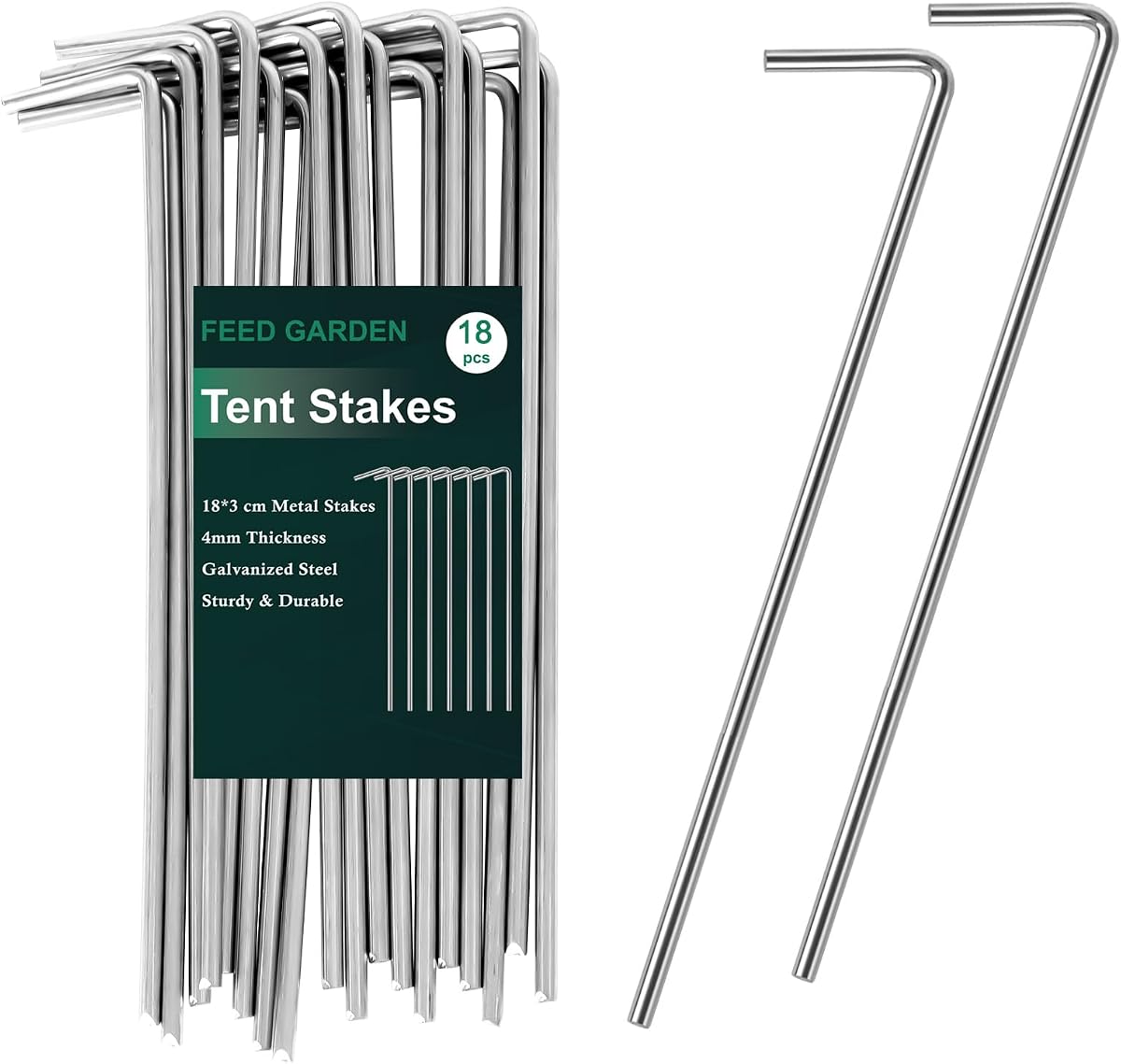 7 Inch Tent Stakes 18 Pack Yard Inflatable Stakes for Outdoor Decorations Metal Pegs Heavy Duty Garden Hooks Camping Tent Spikes for Canopies, Tarp and Outdoor Christmas Decorations