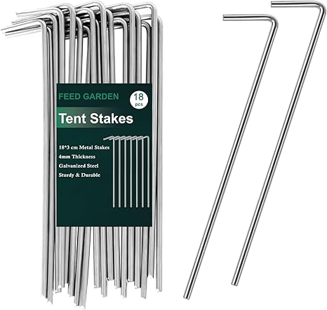 FEED GARDEN 7 Inch Tent Stakes 18 Pack Yard Inflatable Stakes for Outdoor Decorations Metal Pegs Heavy Duty Garden Hooks Camping Tent Spikes for Canopies, Tarp and Outdoor Christmas Decorations FEED GARDEN 7 Inch Tent Stakes 18 Pack Yard Inflatable Stakes for Outdoor Decorations Metal Pegs Heavy Duty Garden Hooks Camping Tent Spikes for Canopies, Tarp and Outdoor Christmas Decorations