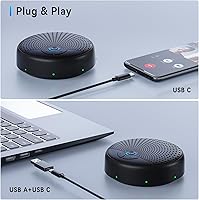 Vista 4 de Altavoz y micrófono de conferencia, 10 micrófonos AI, captación de voz de 360° y reducción de ruido, altavoz USB para sala de conferencias de 10 a