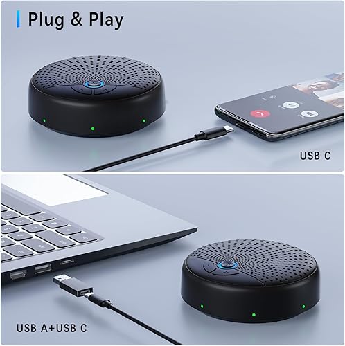 Miniatura 4 de Altavoz de conferencia y micrófono con 10 micrófonos inalámbricos, captación de voz de 360 y reducción de ruido AI, altavoz USB compatible con 10