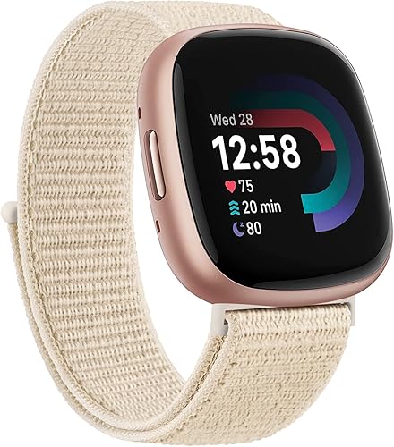 Vancle Bandas de nailon para Fitbit Versa 4, Fitbit Sense 2, Fitbit Versa 3, bandas Fitbit Sense, correas de repuesto ajustables suaves y