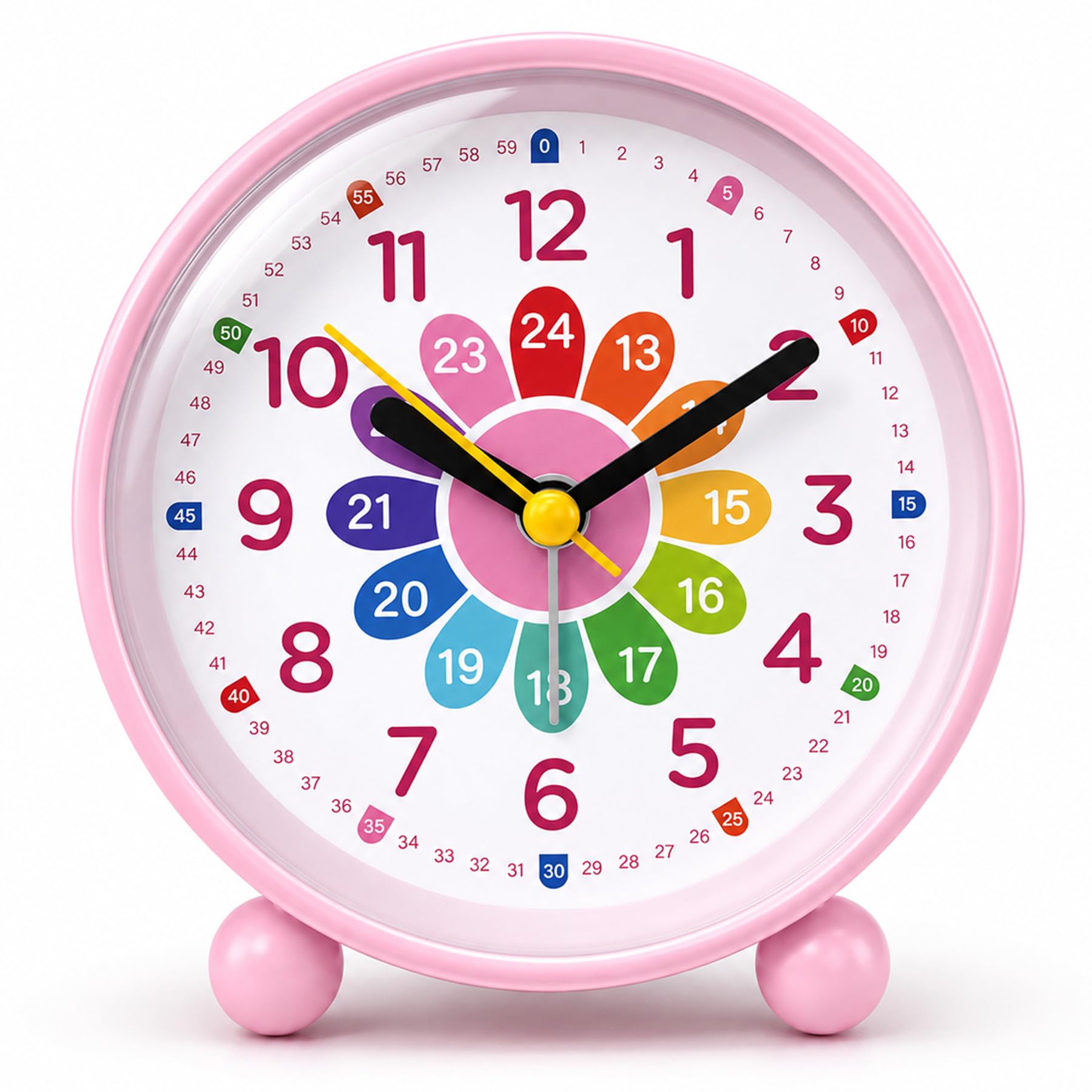 Sunshine smile Kinderwecker für Schulanfänger,Kinderwecker Mädchen,Kinderwecker mit Nachtlicht,Wecker Analog Ohne Ticken Kinder,Wecker Kinder Rosa,Kinderwecker Rosa ohne Ticken