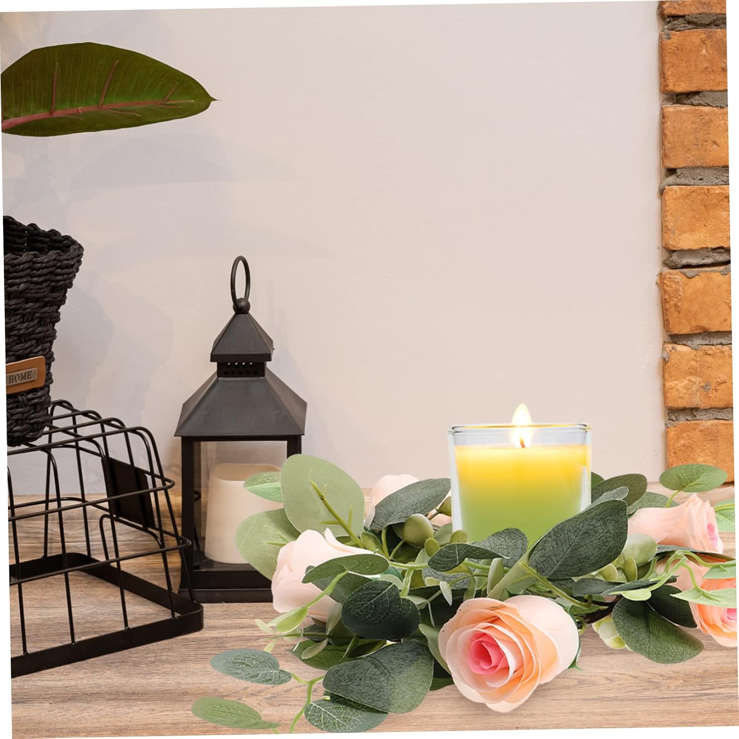 Zerodeko 2pcs Candle Wreath Rings Leaf Candle Rings Artificial Flower Wreaths Living Decor Christmas Table