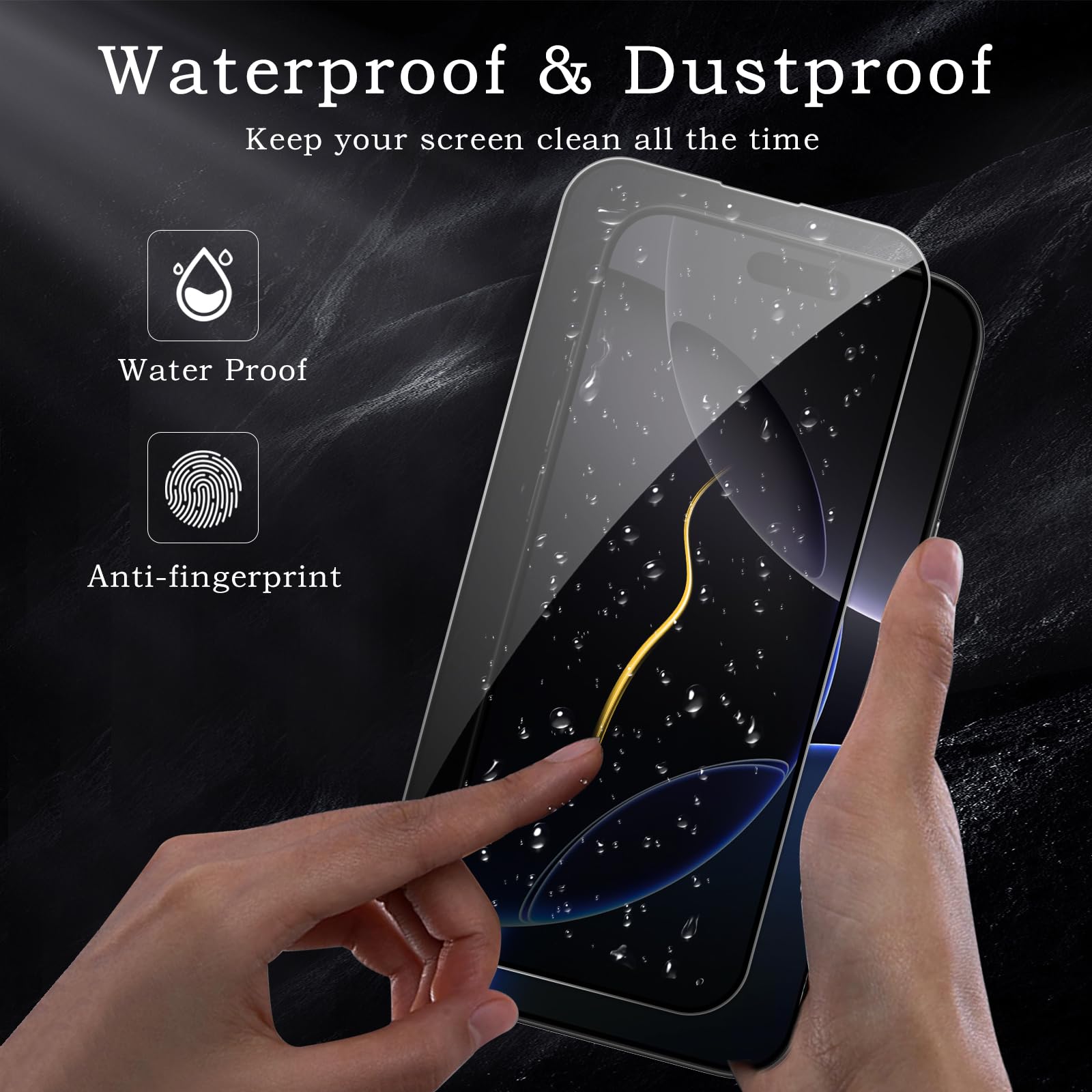 Pellicola protettiva per la privacy per iPhone 16 Pro Max, accessori in vetro temperato infrangibile, pellicola in vetro temperato anti spia, compatibile con custodie, ultra resistente, durezza