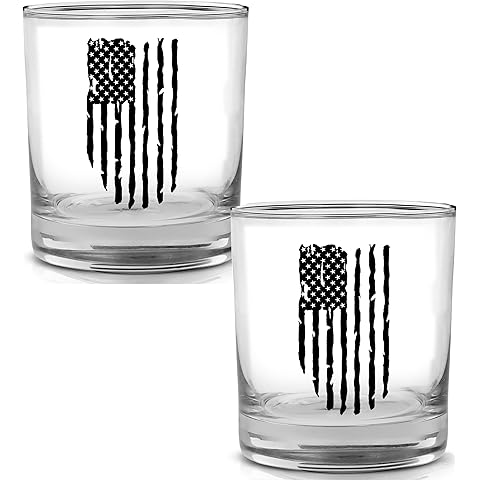 USA Tattered Flag Old Fashioned Glass Gift For UNited States of America Worn Flag U...