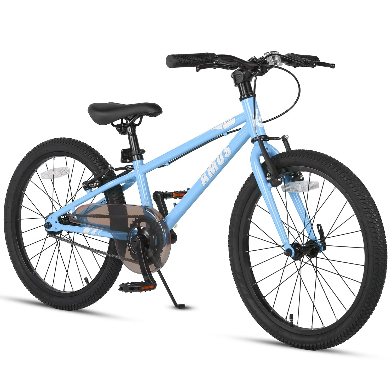 Glerc AMOS 20 Inch Kids Bike for 6 7 8 9 Year Old Boys Girls Teen with Dual Handbrakes & Kickstand & Adjustable Seat, Blue