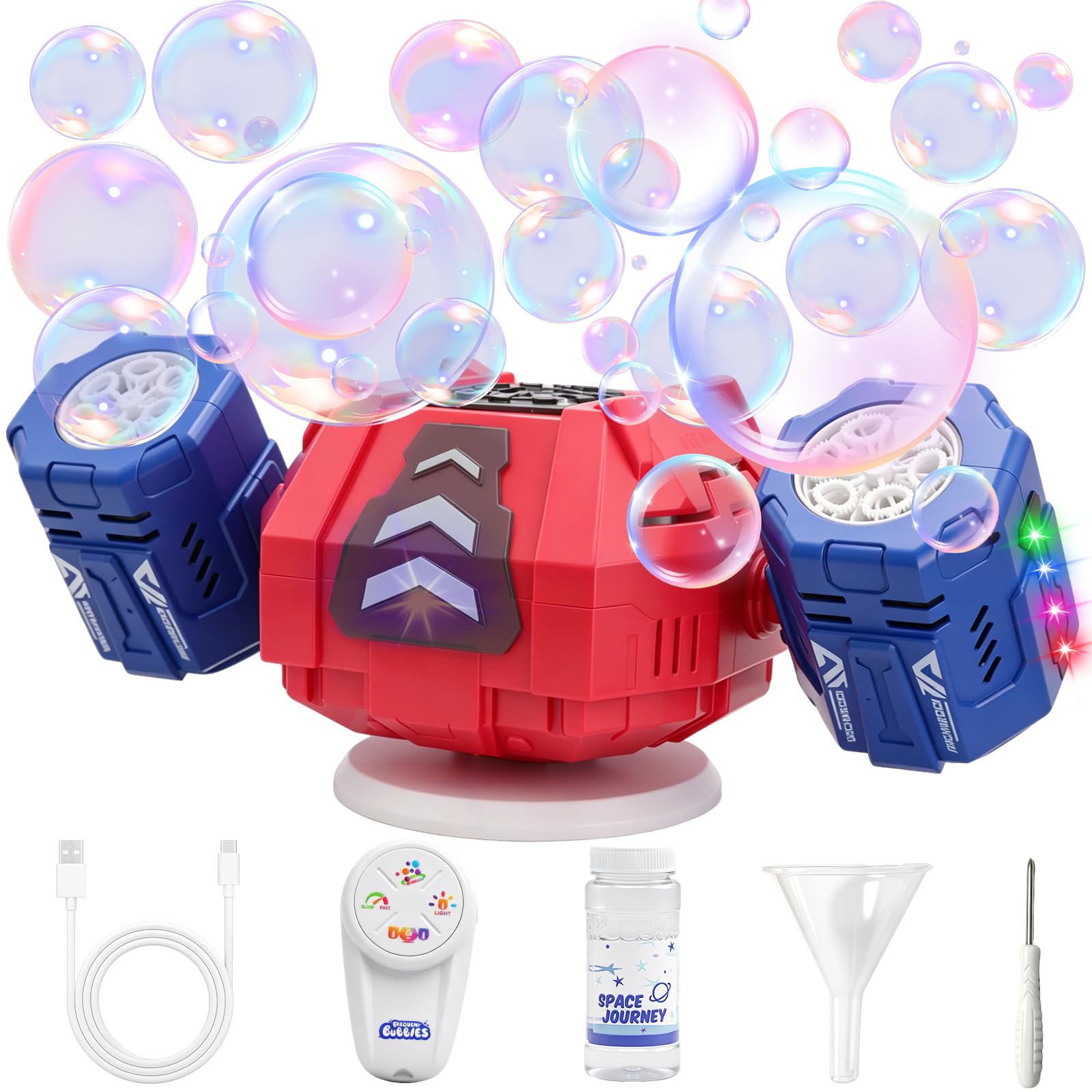 OBEST Macchina vescicale elettrica, macchina vescicale con luce e musica | Macchina per bolle di sapone portatile, gioco acquatico estivo per bambini, regalo per compleanni, feste, giardini, matrimoni