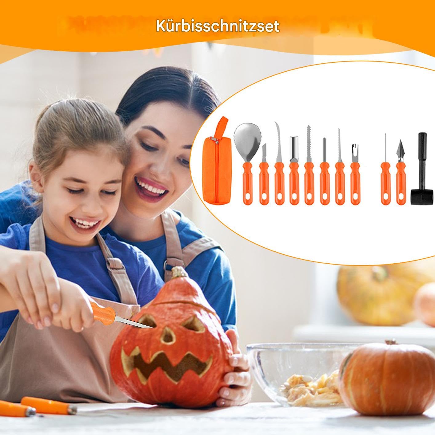 Zestaw do rzeźbienia dyni na Halloween Komplet 37 Solidnych Przybory