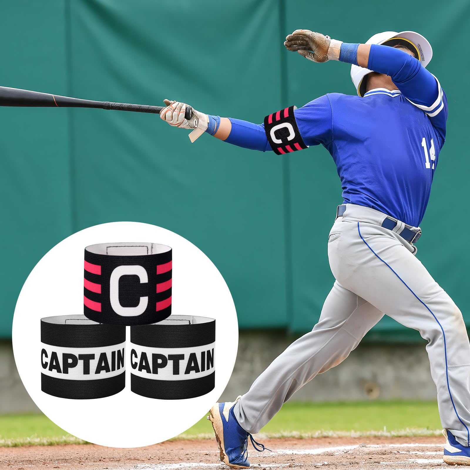 3pz Fasce Capitano Calcio, Bracciali Regolabili Traspiranti Fascia Capitano Sport Accessorio per Calcio Rugby Basket Giovani e Adulti