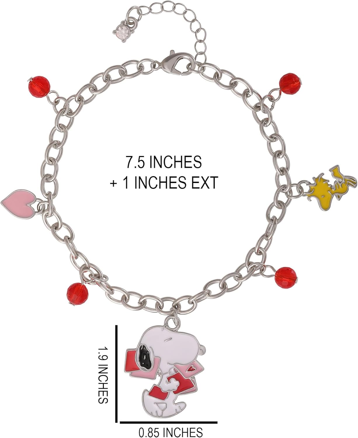 Peanuts Snoopy Charm Bracelets for Women Official License, 7-7.5"+1" Fashion Bracelet Charms, Mother's Day Gifts