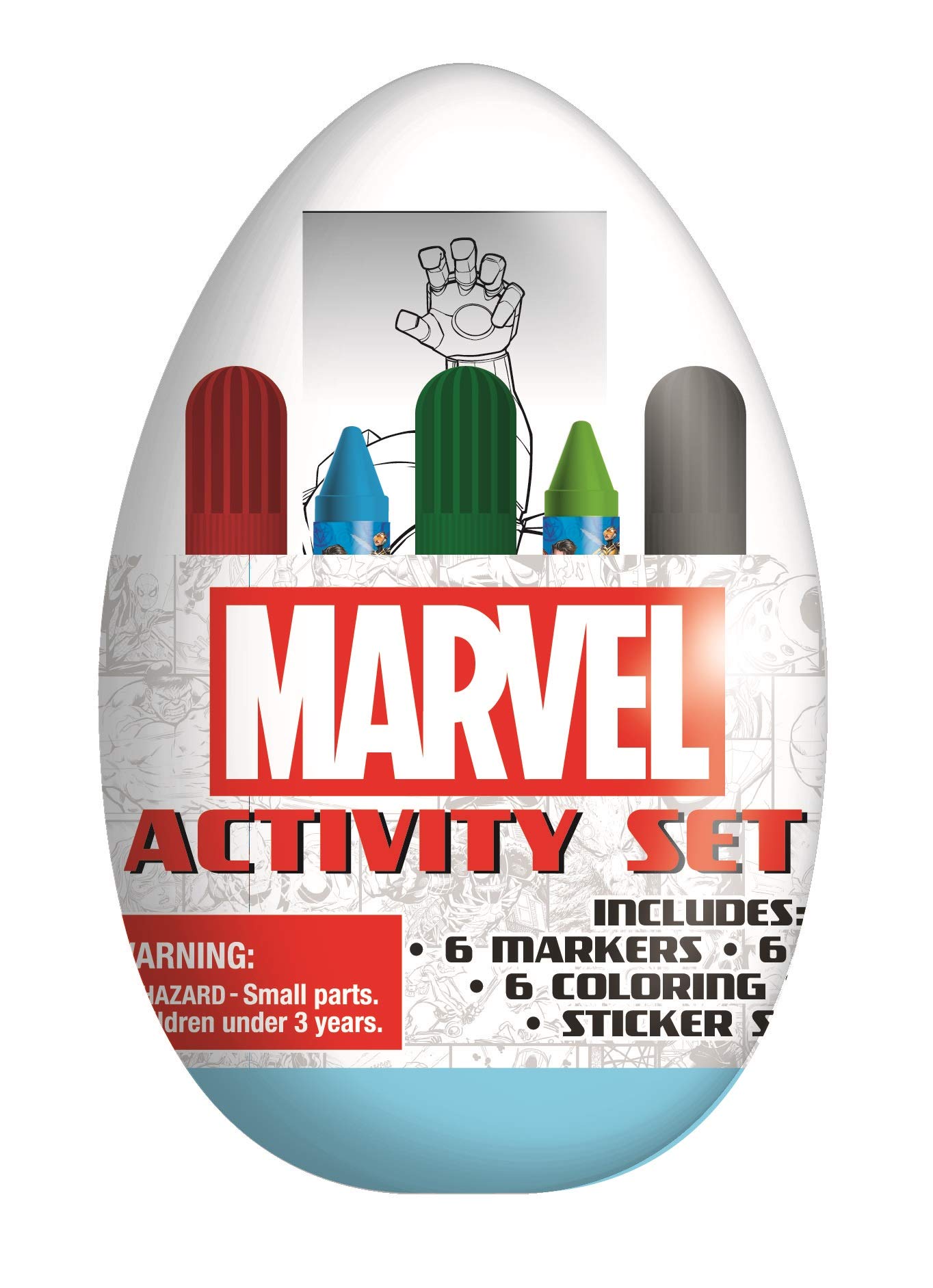 Innovative Designs Kids Activity Egg Easter Craft Kit with Coloring Pages, Stickers, Markers, and Crayons (Marvel)