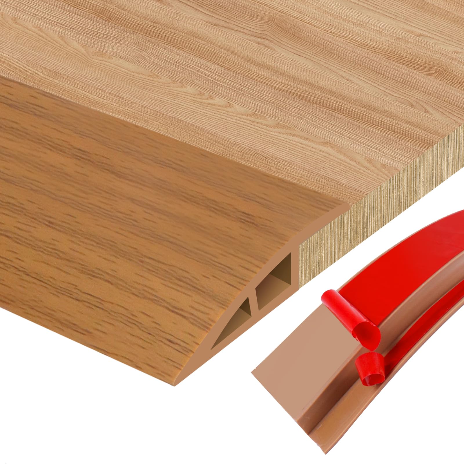 Floor Transition Strips Double Sided Self Adhesive Door Threshold Strips for Doorways, Laminate Threshold for Gaps Carpet Floor Tiles